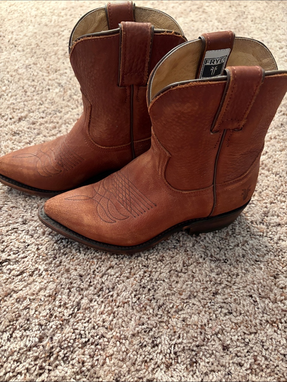 Vintage Classic Frye Women's Tan/Brown Leather Western Ankle Boots - Picture 10 of 10